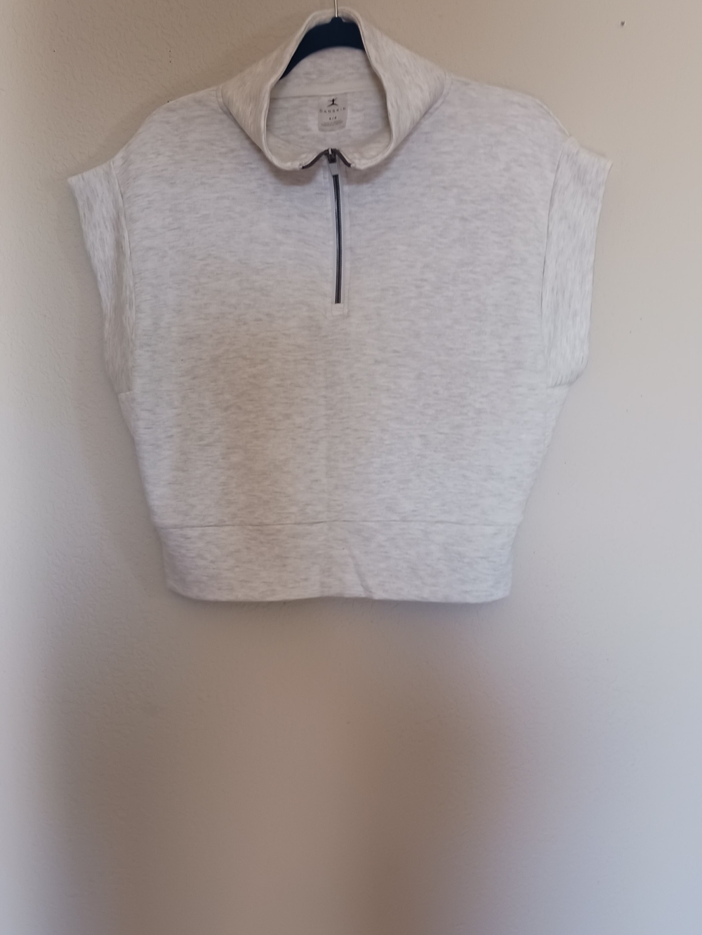 Danskin Light Gray Sleeveless Half-Zip Sweatshirt